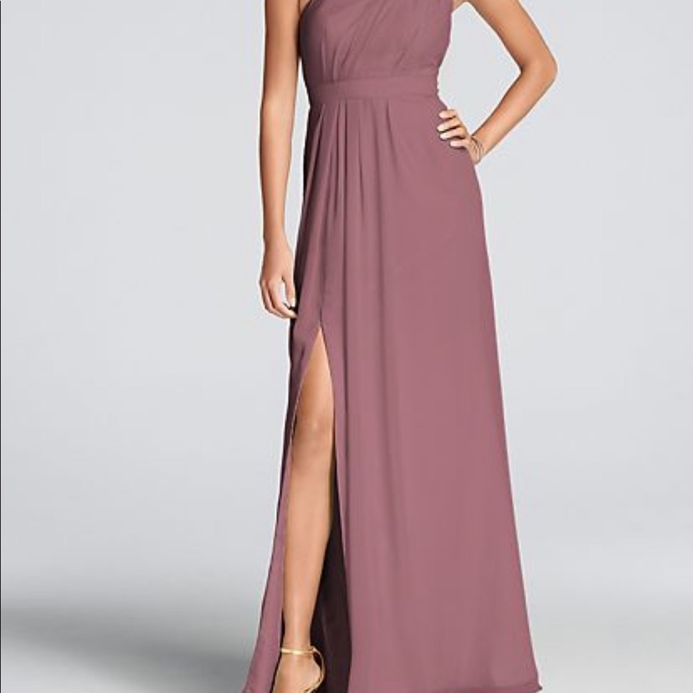 David’s Bridal One Shoulder Chiffon Dress